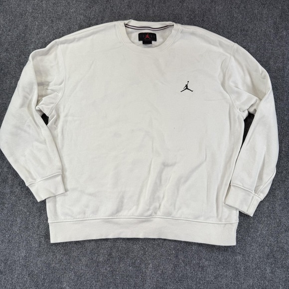 Jordan Crewneck Sweatshirt Mens 2XL White NBA Basketball Jumpman Spellout Logo - Picture 2 of 15